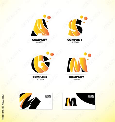 Yellow letter alphabet icon logo set Stock Vector | Adobe Stock