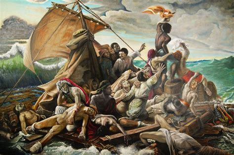 53"x 80" Recreation of Theodore Gericault's "Raft of the Medusa" oil ...