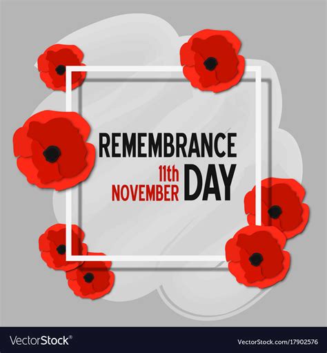 Remembrance day paper cut poster with poppy Vector Image