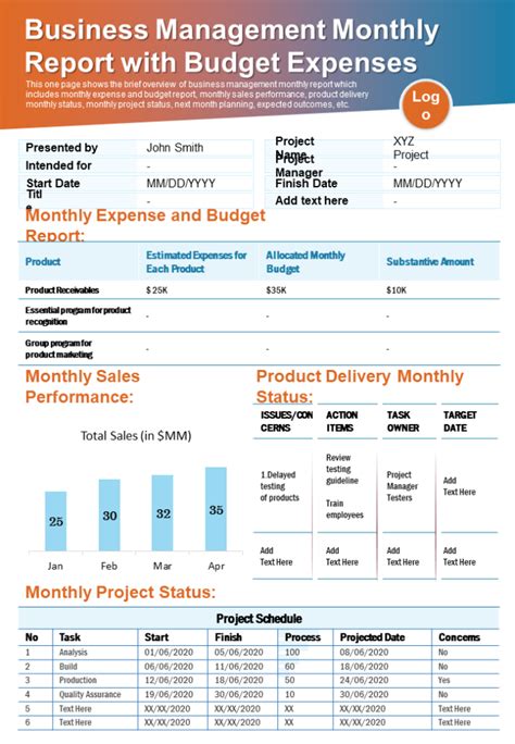 Monthly Status Report Template Excel