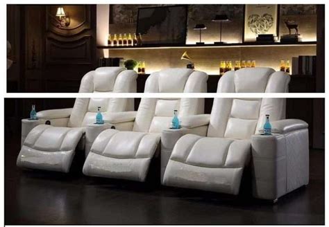 White Cow Leather Cinema Chairs For Home LS-849