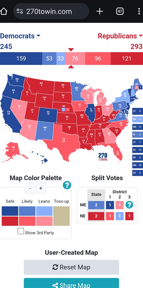 Latest electoral map, consensus president poll. I adjusted several ...