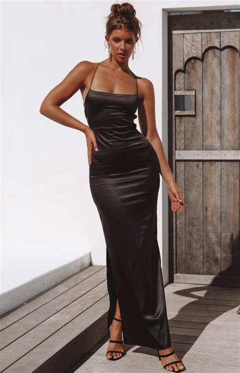 Manhattan Slip Formal Dress Black - XS in 2020 | Black satin dress, Dresses, Formal dresses