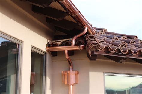 Seamless Copper Half Round Rain Gutters. Fastened with Cast Brass Brackets. The Rain Gutter is ...