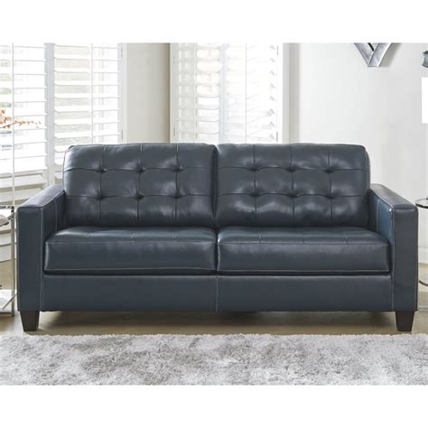 Signature Design by Ashley Altonbury Leather Sofa in Blue | Homesquare