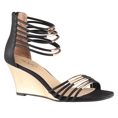 Aldo Kealla Wedge Strap Sandals in Black | Lyst