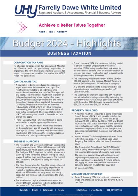 Budget 2024 Highlights - UHY FDW