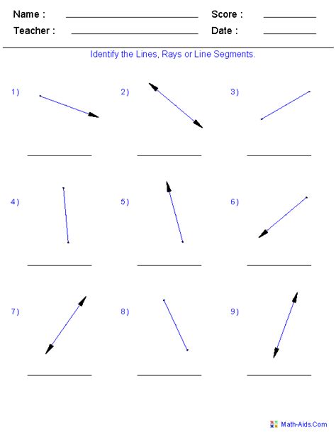 9 Best Images of Worksheet Identifying Line Segments Rays - Math Line ...