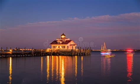 Manteo Lighthouse NC at Christmas Time Celebration Stock Photo - Image of beach, lighthouse ...