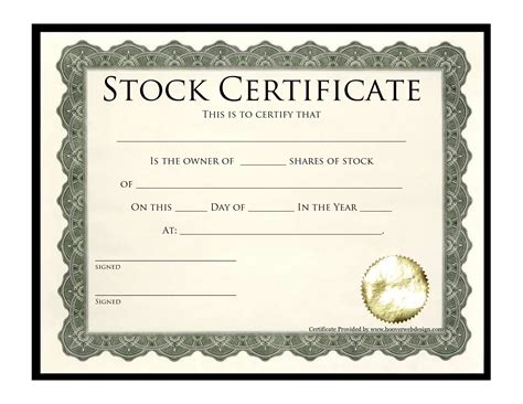 Blank Stock Certificate - Free Printable Documents