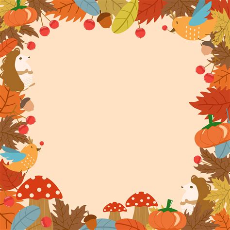 Vector - Cute border or fame. Many element of autumn, fall season on ...