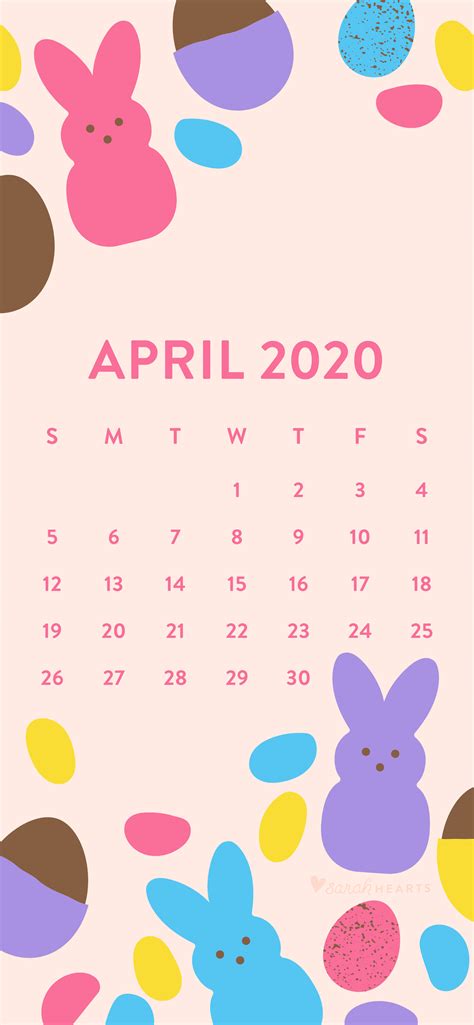 April 2020 Easter Candy Calendar Wallpaper - Sarah Hearts