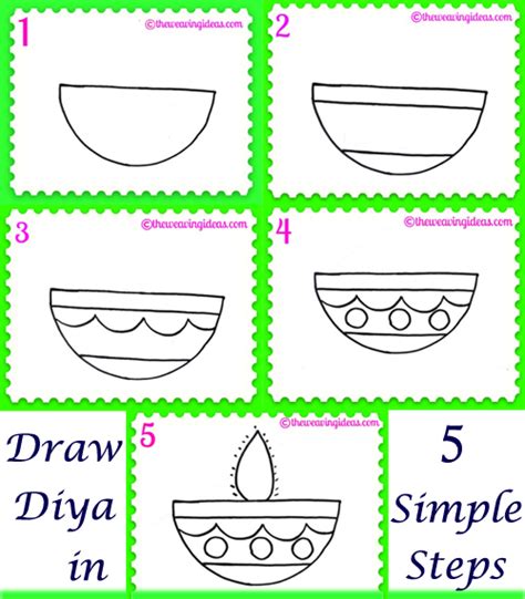 Diwali Art : Teaching Kids to Draw Diya - theweavingideas