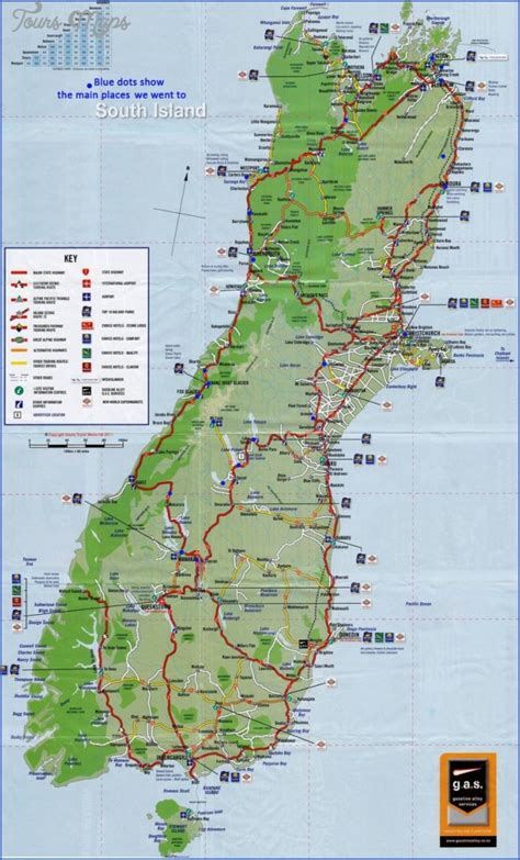 Map Of New Zealand South Island - ToursMaps.com