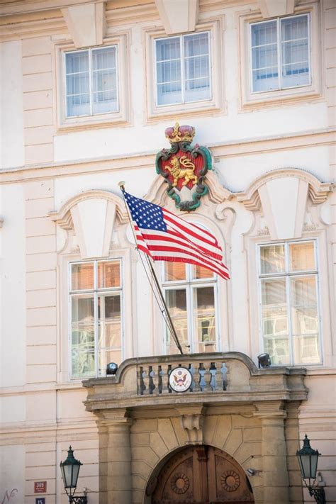 Czech Republic, Prague 16-04-2019: US Embassy in Prague Editorial Photo - Image of town, statue ...