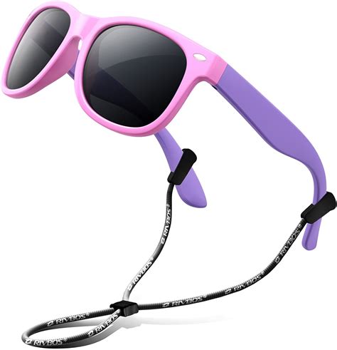 RIVBOS Rubber Kids Polarized Sunglasses With Strap Glasses, W Pink, Size Medium 714602418667 | eBay