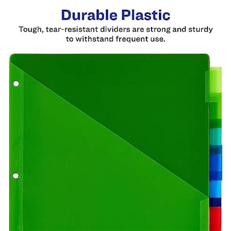 Avery Dividers for 3 Ring Binders, 8-Tab Binder Dividers, Plastic Binder Dividers with Pockets ...