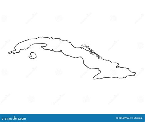 Black outline of Cuba map stock vector. Illustration of tropical - 206049574