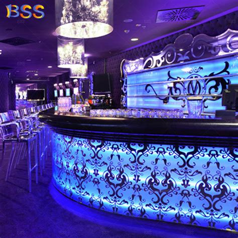 Wine Bar Reception Desk LED Curved Restaurant Coffee Bar Reception Desk - China Wine Bar ...