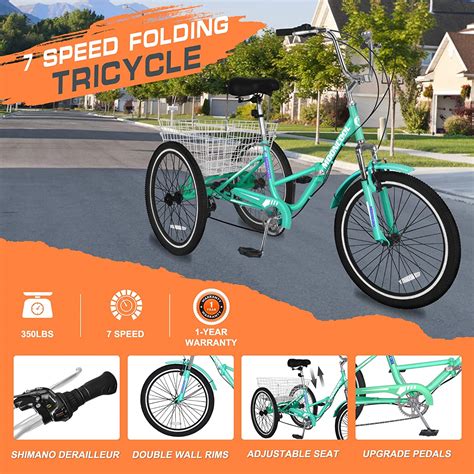 ABORON Adult Folding Tricycles, 7 Speed Folding Adult Trikes, 20 Inch 3 Wheel Bikes with Low ...