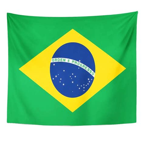 Blue Brasil Brazil Flag 3D Tapestry Official Colors and Proportion Correctly National Brazilian ...