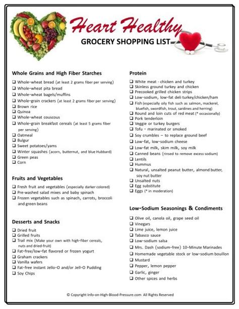 Heart Healthy Grocery Shopping List | Heart healthy diet, Healthy ...