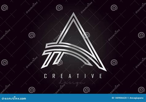 A Silver Letter Logo Monogram Vector Design. Creative a Silver Metal Letter Icon Stock Vector ...