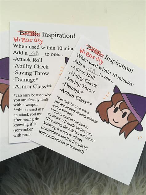 Personalized Bardic Inspiration Cards: Cute or Cringy? [Art] [5e] : DnD