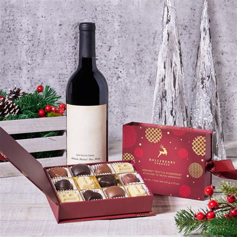 Holiday Wine & Chocolate Gift Basket – wine gift baskets – US delivery