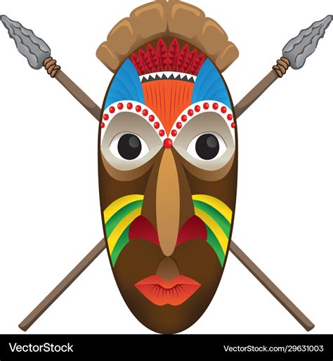 Art african culture ritual mask and war spears Vector Image