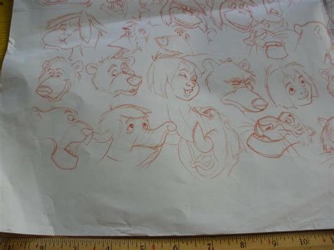 The Jungle Book Disney concept art VINTAGE 18x24" face sketches ...