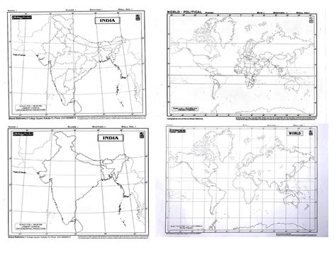 Buy WORLD AND INDIA Blank Outline Political AND Physical for practice ...