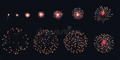 Firework Animation Set stock vector. Illustration of flying - 221212663