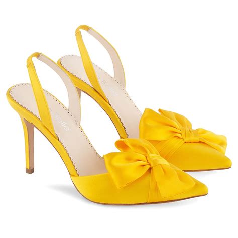 Yellow Slingback Heels with Asymmetric Bow | Bella Belle