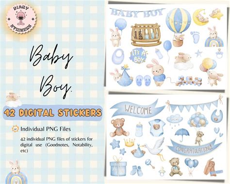 Baby Boy Digital Stickers, Digital Stickers for Planners, Baby Boy ...