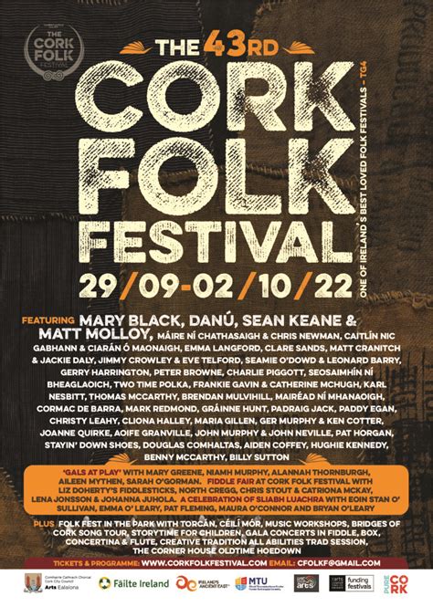 Cork Folk Festival - Cork, Ireland 29th Sept-2nd October 2022 | Folk Music Festival in Cork City ...