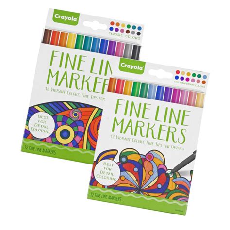 Fine Line Markers in Classic or Contemporary Colors - 12 Markers Per ...