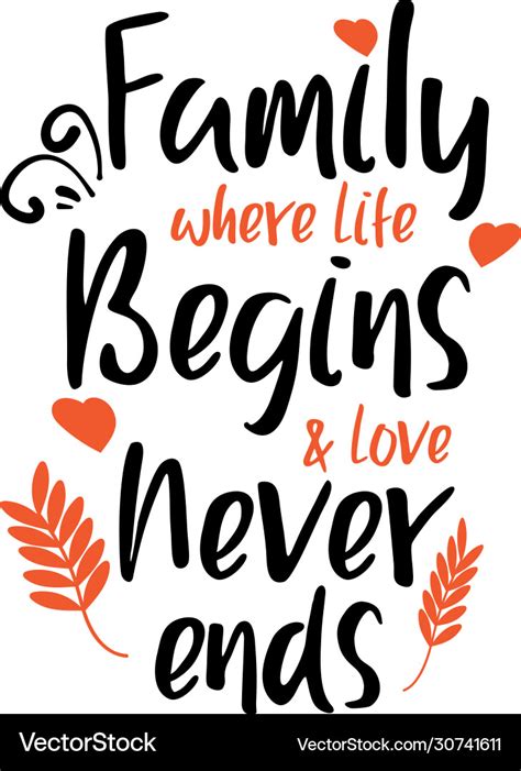 Family quote lettering typography where Royalty Free Vector