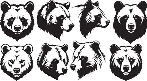 Set of a bear head silhouette vector 41905876 Vector Art at Vecteezy