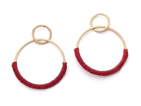 Red Hoop Earrings Gold Hoop Earrings for Women Gold - Etsy