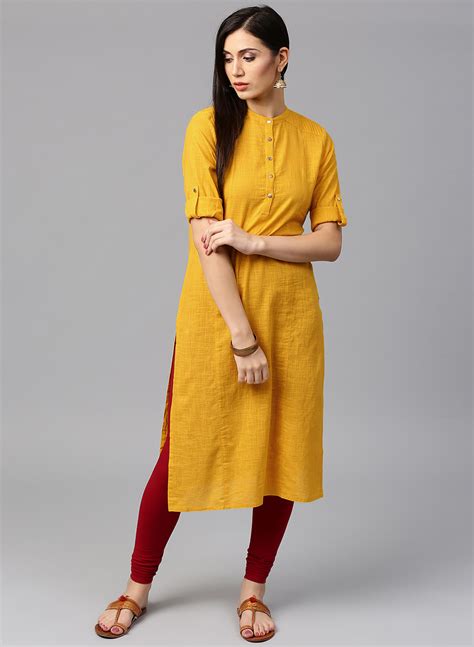 Buy Jaipur Kurti Women Yellow Solid Kurta Online @ ₹899 from ShopClues