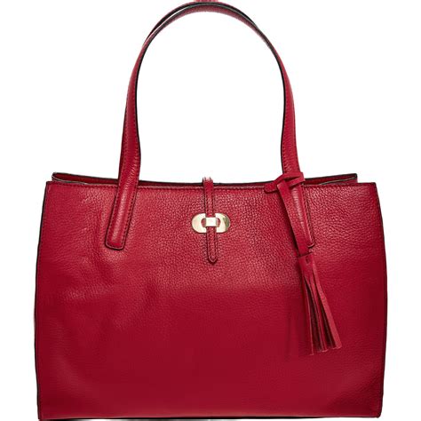 "Mercer & Madison" Lipstick Red Leather Tote Bag - TK Maxx | Leather handbags women, Leather ...