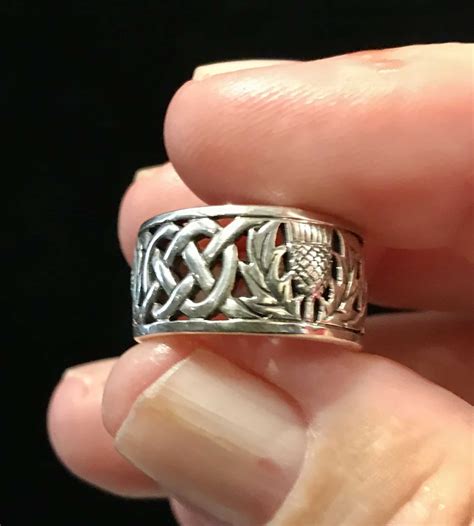 Scottish Thistle and Celtic Knot Filigree Ring - 92.5 Sterling Silver ⋆ ...