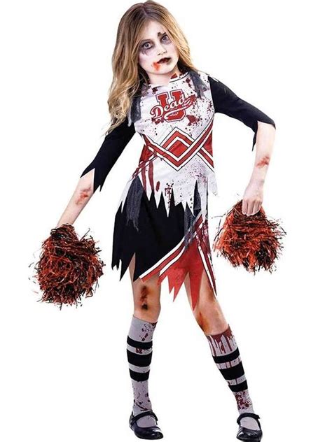 Child Girls Zombie Cheerleader Fancy Dress Costume Kids Halloween High School | Girl zombie ...