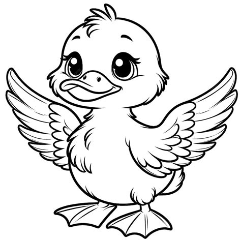 Premium Vector | Vector duck drawing coloring page for children