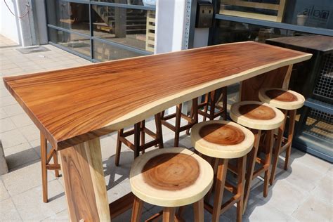 Contemporary high bar table - SUAR - Unik - walnut / exotic wood / rectangular