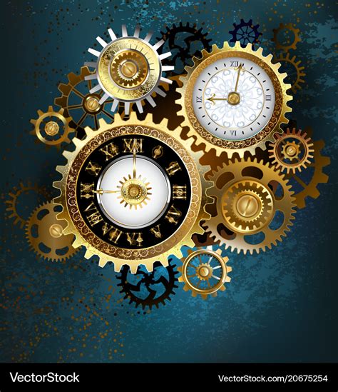 Two steampunk clocks with gears Royalty Free Vector Image