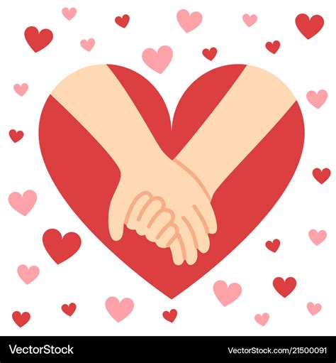 Holding hands valentine heart Royalty Free Vector Image