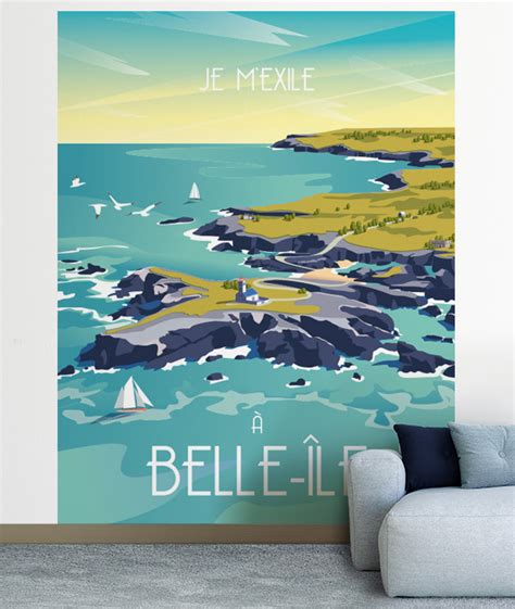 Papier Peint Panoramique moderne - Ville de Belle Ile - La Loutre Format 200 x 260 cm - 4 lés