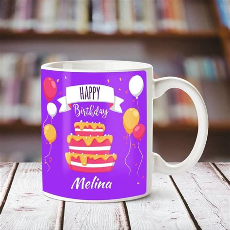 CHANAKYA Happy Birthday Melina White ceramic mug Ceramic Coffee Mug ...